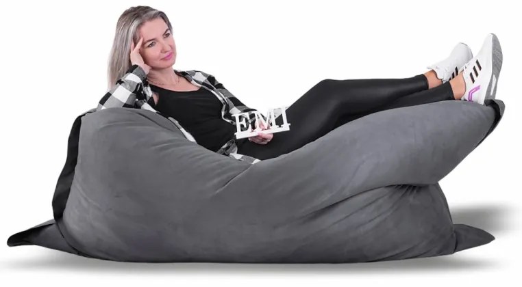 Sedací vak vankúš sivý semišový EMI