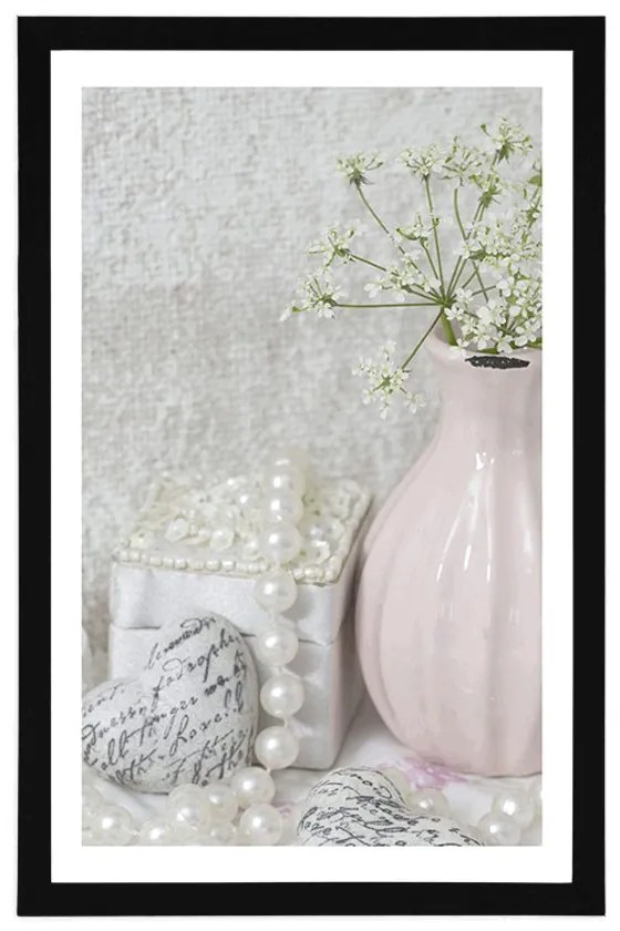 Plagát s paspartou luxusné Shabby Chic zátišie - 40x60 white