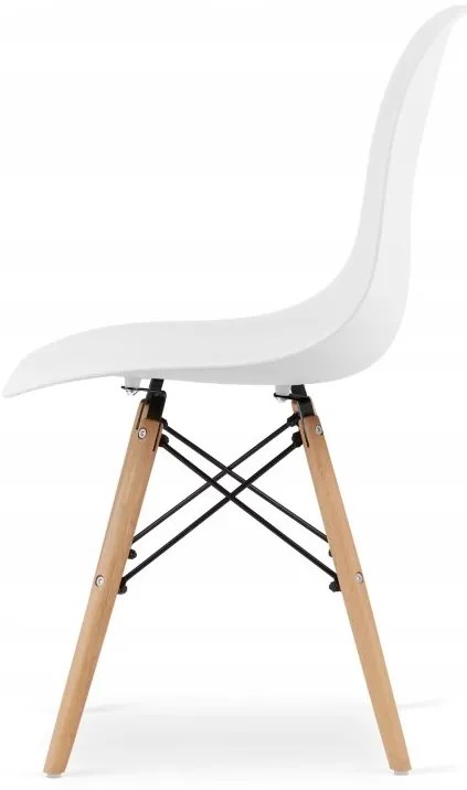 Jedálenská zostava stôl Dub sonoma 120 x 80cm biele nohy + 4 stoličky OSAKA biele / prírodné nohy