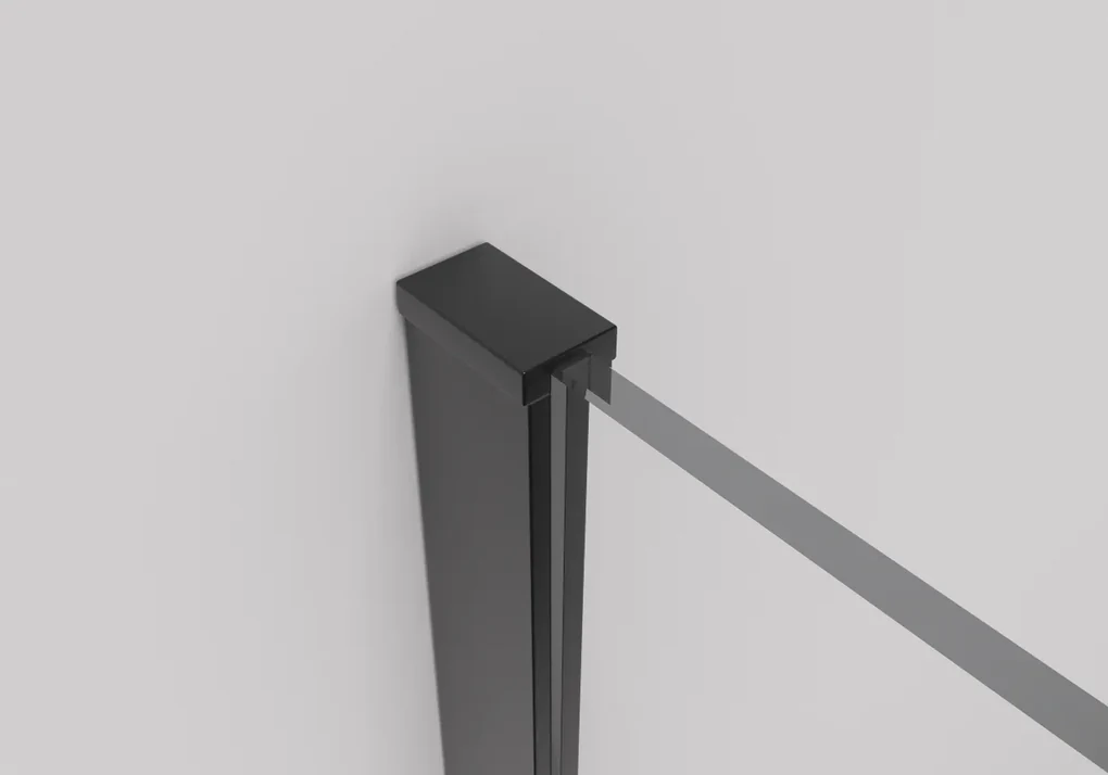 Cerano Onyx, sprchová zástena Walk-in 130x200 cm, 8mm číre sklo, čierny profil, CER-CER-426370