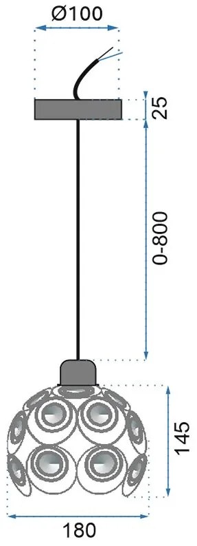 Toolight - Závesné svietidlo 1xE27 APP206, čierna, OSW-30001