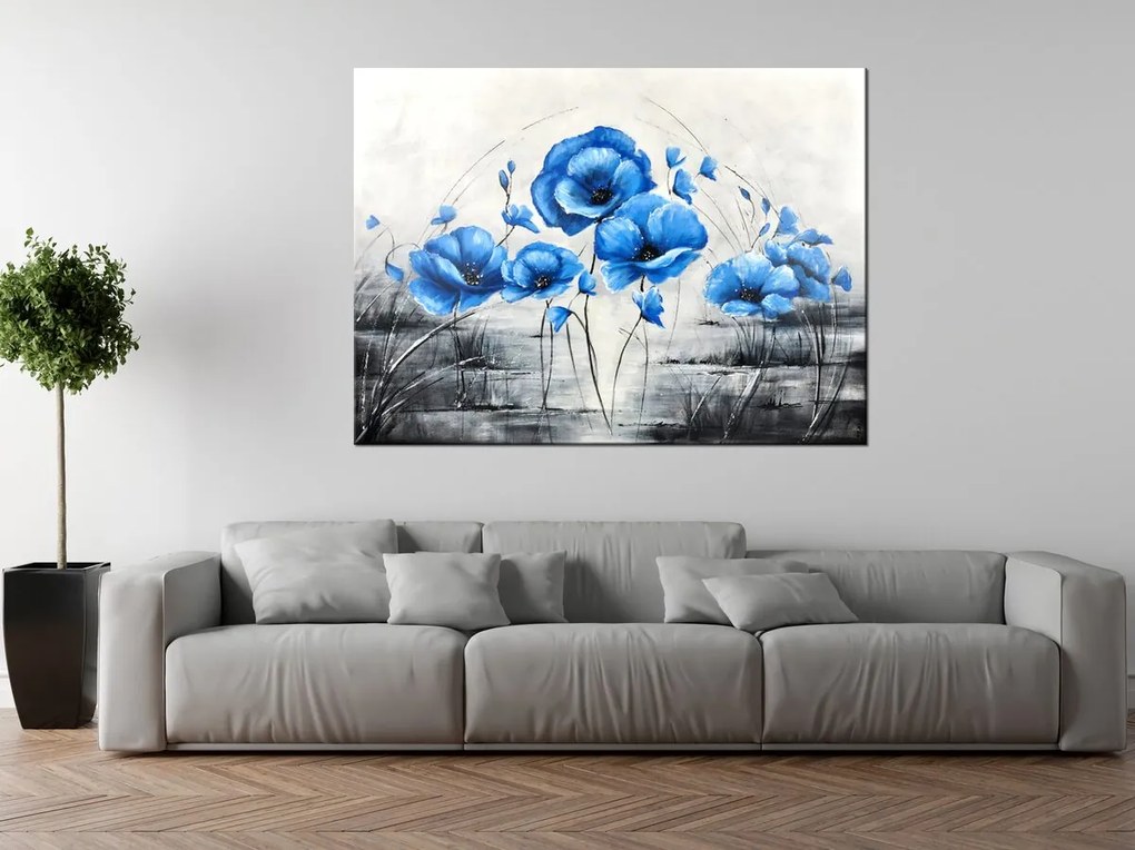 Gario Ručne maľovaný obraz Modré maky Rozmery: 120 x 80 cm