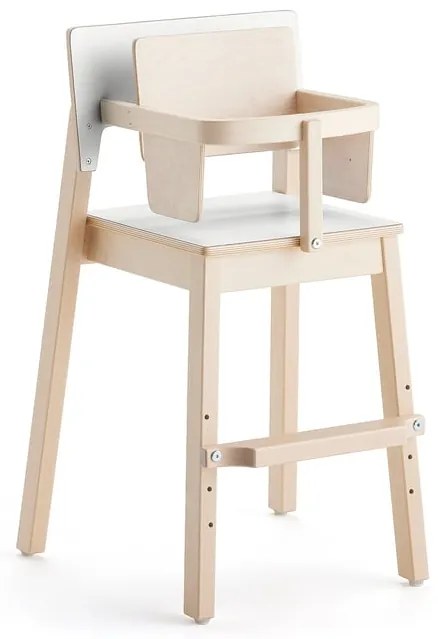 Detská jedálenská stolička LOVE, V 500 mm, breza, laminát - biela