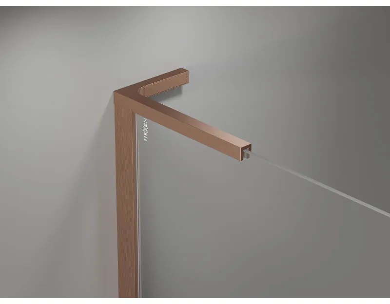 Mexen, Mexen Mist L Otočné sprchové dvere 90 cm, transparentné, brúsená meď - 8A4L-090-000-65-00