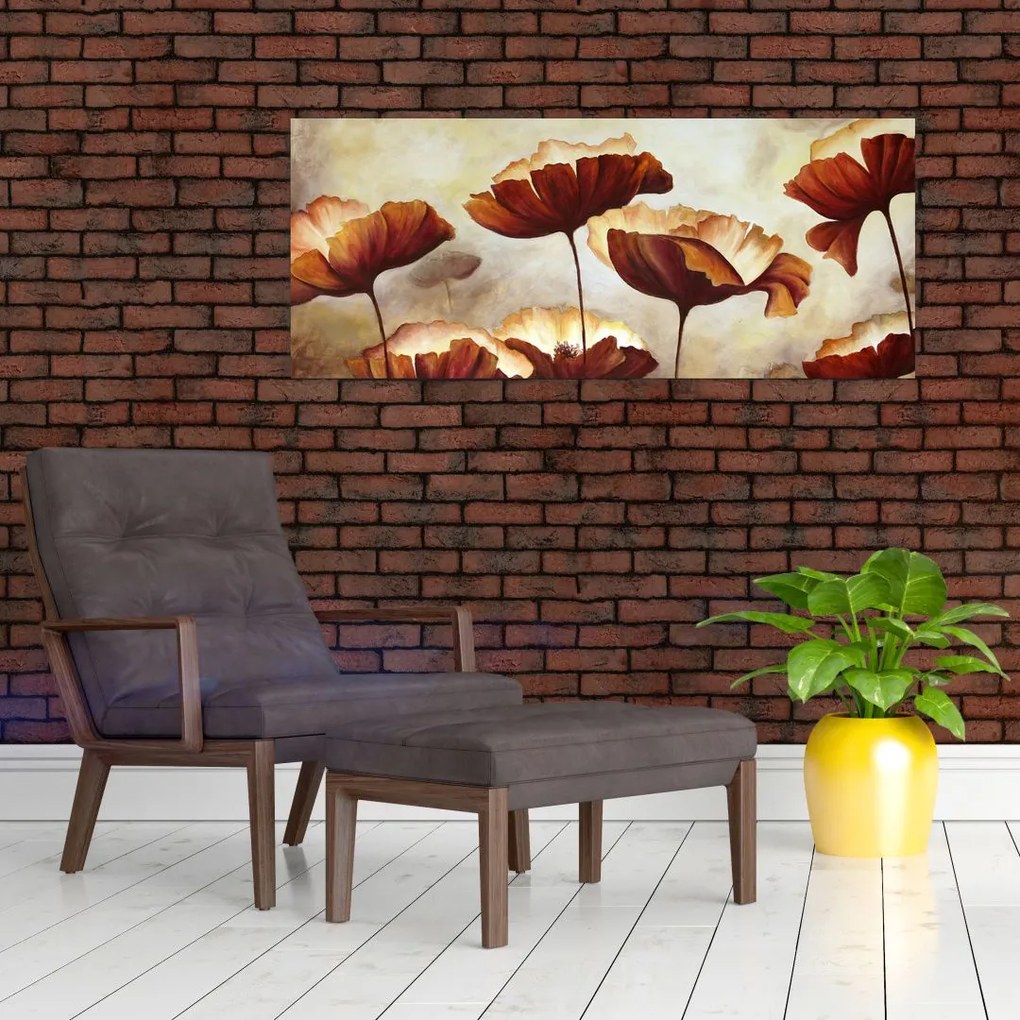 Obraz červených kvetov (120x50 cm)