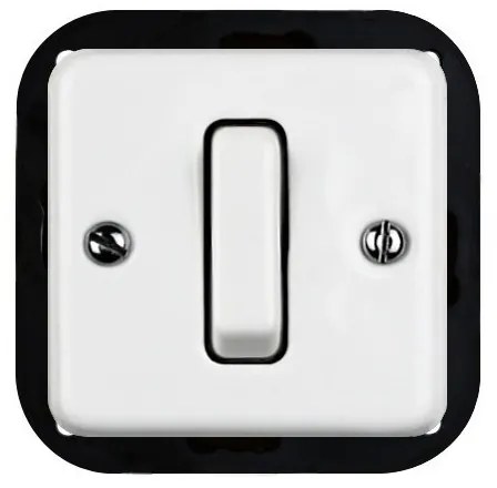 Elhard Štvorcový keramický vypínač s kolískou č.1, biely - kompletný KV5301W