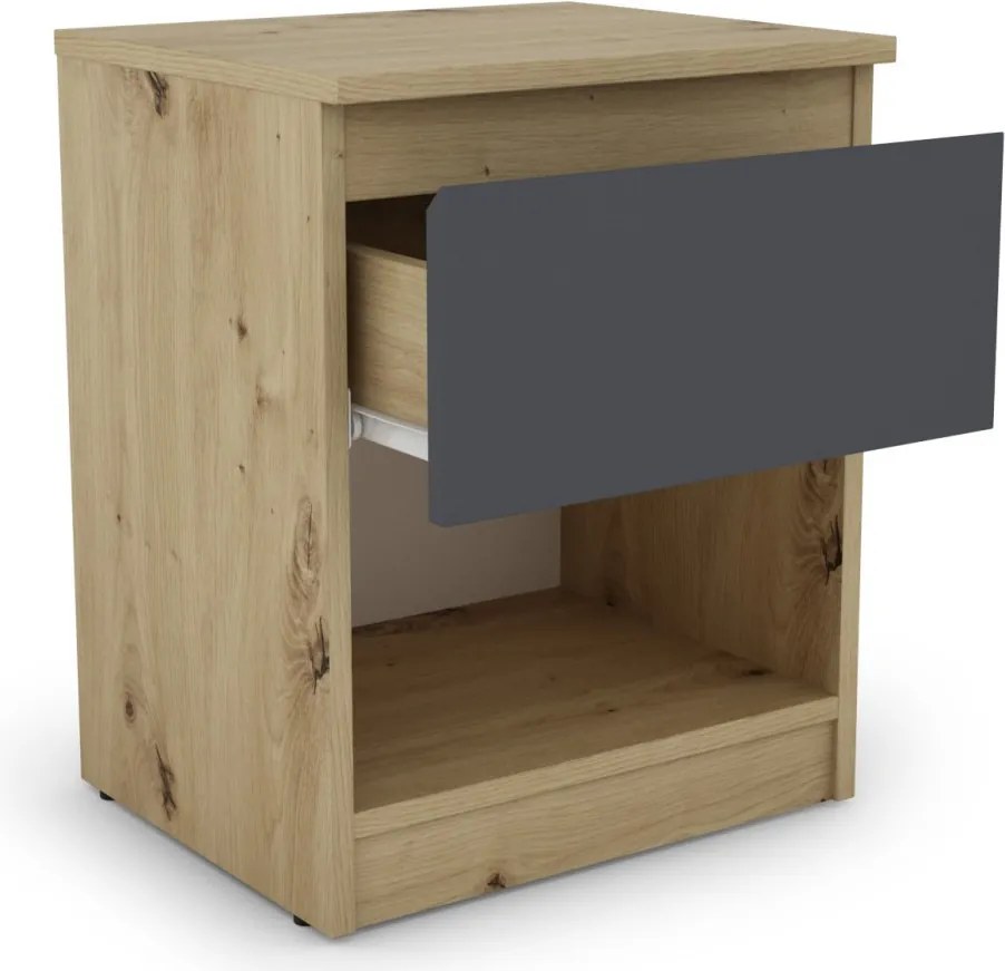 Skrinka/nočný stolík Carlos 401S, dub artisan/grafit