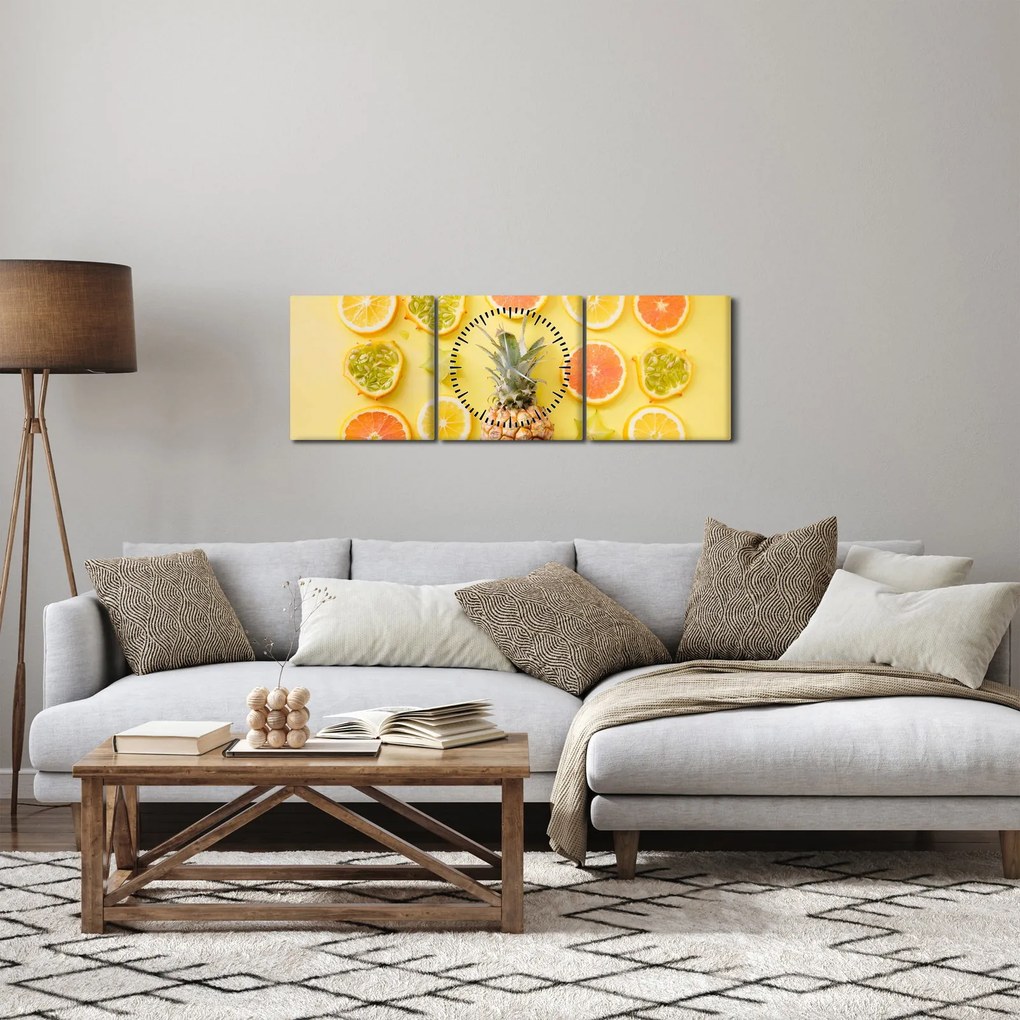 Obraz ovocie (s hodinami) (90x30 cm)