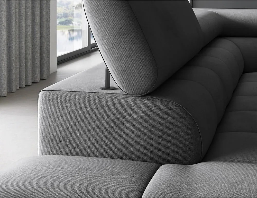 Tmavosivá zamatová rozkladacia/s úložným priestorom rohová pohovka (ľavý roh/do L) Ferucce – ELTAP