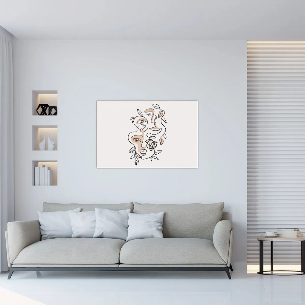 Obraz - Line art tváre (90x60 cm)