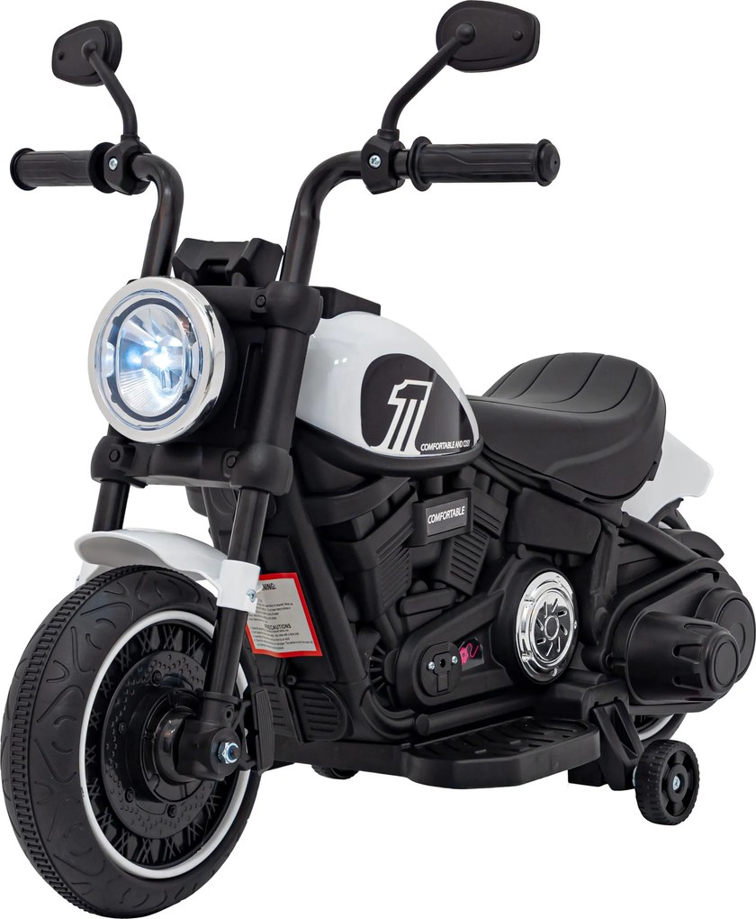 Ramiz Chopper FASTER batériová motorka pre deti Biela + FM rádio + Audio panel + LED
