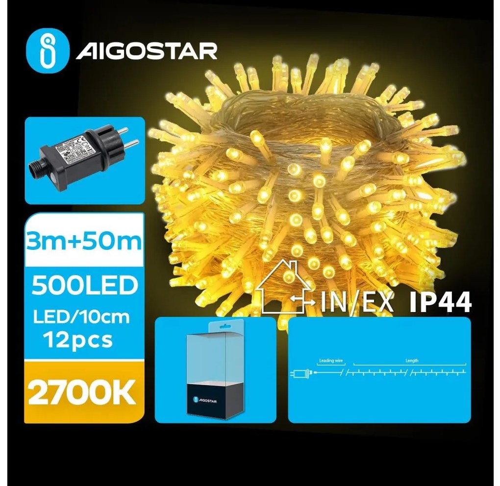 Aigostar B.V. Aigostar - LED Vonkajšia vianočná reťaz 500xLED/8 funkcií 53m IP44 teplá biela AI0487