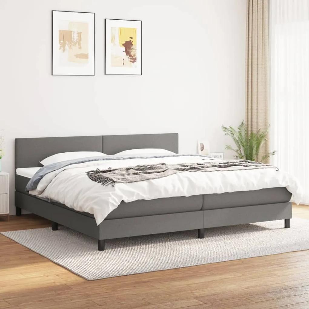 Boxspring posteľ s matracom tmavosivá 200x200 cm látka 3139922