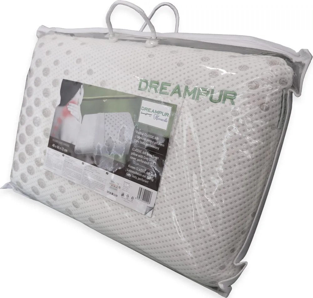 DREAMPUR Anatomický vankúš DREAMPUR z latexovej peny CLASSIC AIR SOFT perforovaný 40x60cm