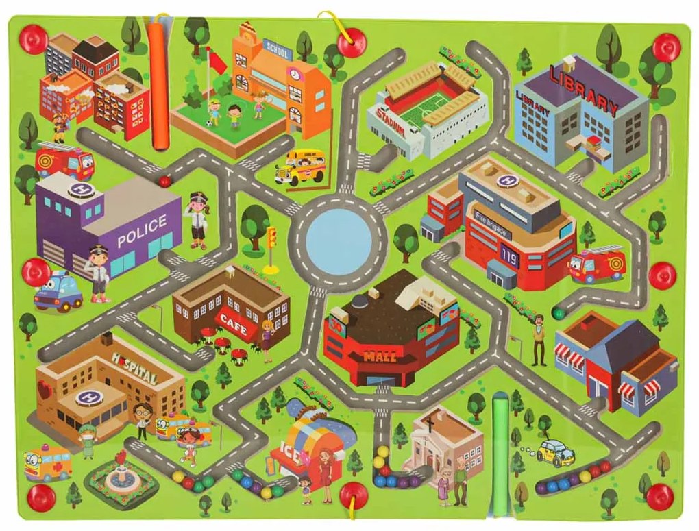 KIK Magnetická hra s bludiskom pre deti 3+ – drevená cestovná vzdelávacia hra (2 hráči)