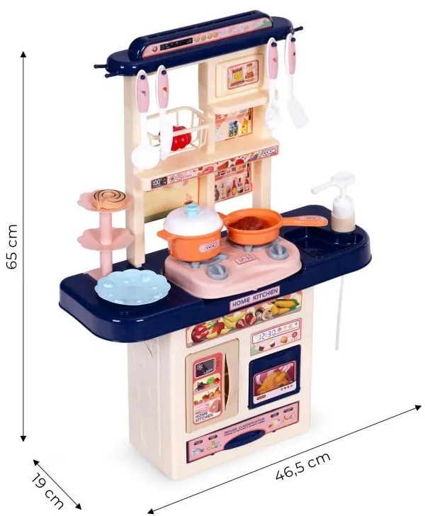 Detská kuchynka so zvukmi, modrá | 10 doplnkov