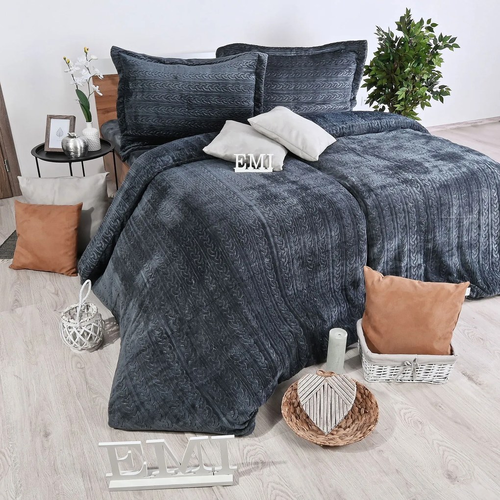 Obliečky z mikroplyšu Banu sivé EMI: Štandardný set jednolôžko obsahuje 1x 140x200 + 1x 70x90