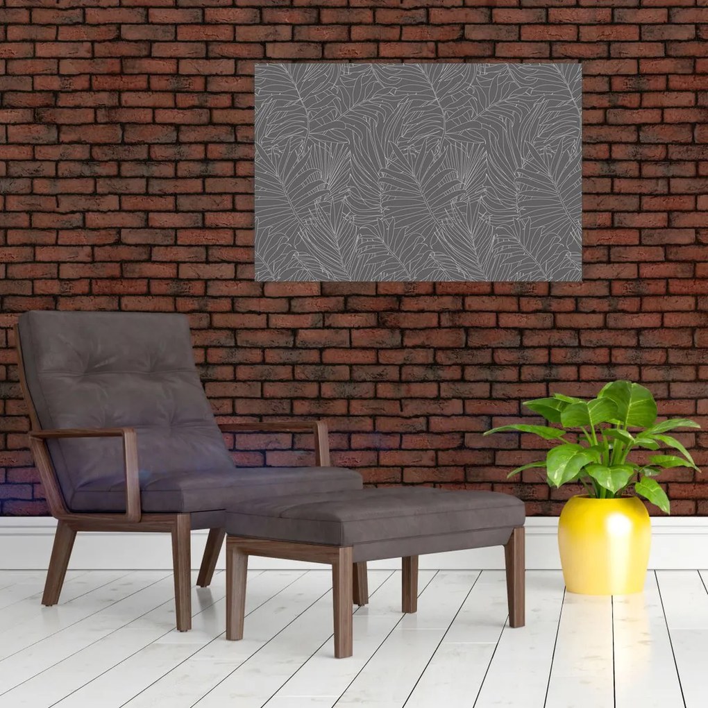 Obraz - Šedé palmové listy (90x60 cm)