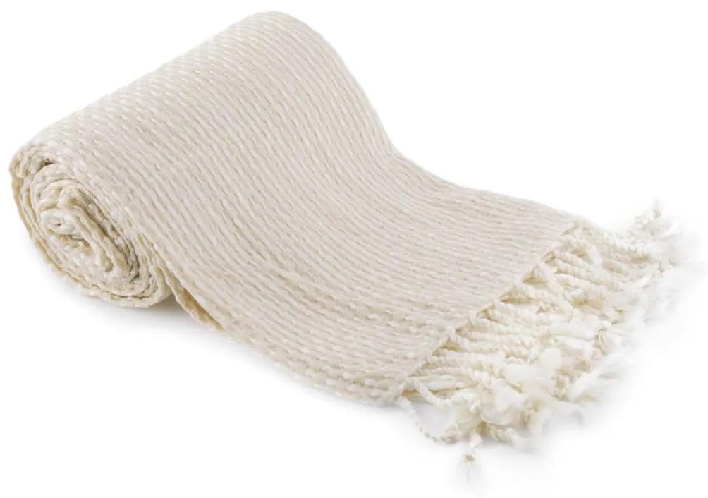 Tempo Kondela TEMPO-KONDELA TAVAU, pletená deka so strapcami, béžová/vzor, 150x200 cm