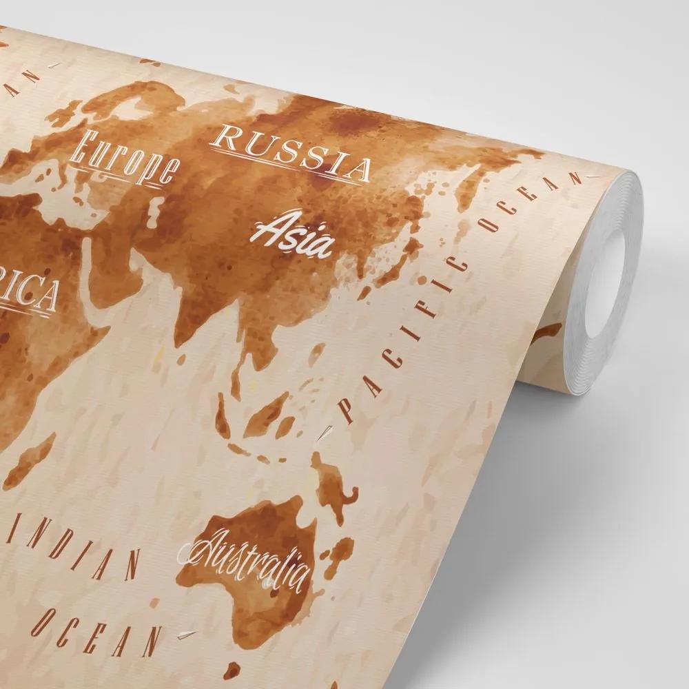 Samolepiaca tapeta mapa sveta v retro prevedení - 300x200