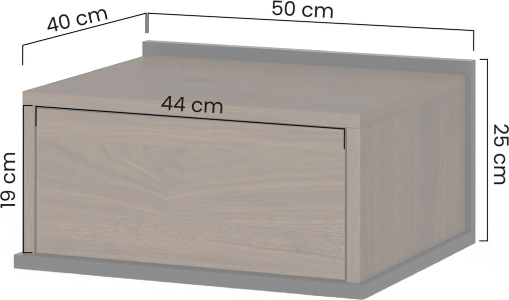 Závesná nočná skrinka Zenar so zásuvkou 50 cm - elegantný orech / čierna