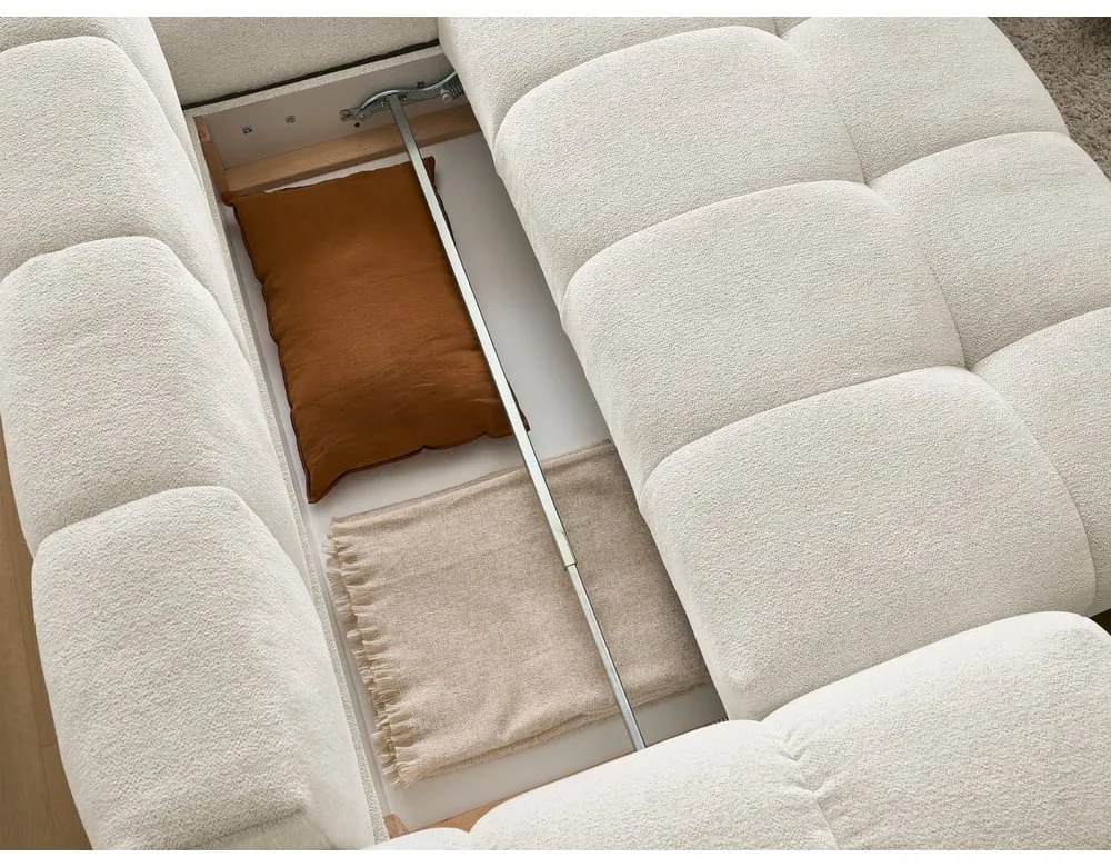 Biela ženilková rozkladacia/s úložným priestorom rohová pohovka (pravý roh/do L) Everest – Bobochic Paris