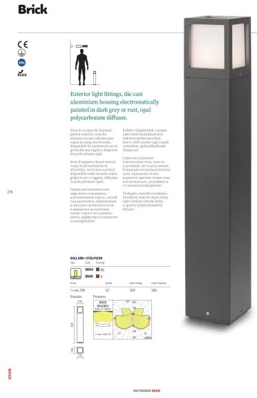 Redo 9644 - Vonkajšia lampa BRICK 1xE27/23W/230V IP54 šedá