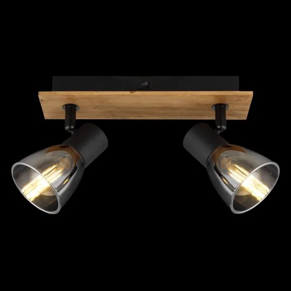 Globo 54307-2W - Nástenné bodové svietidlo CLAUDE 2xE14/40W/230V čierna/drevo