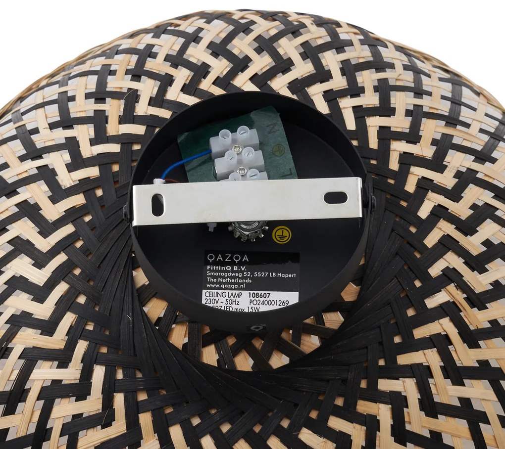 Art Deco stropné svietidlo čierne bambusové 40 cm - Alka