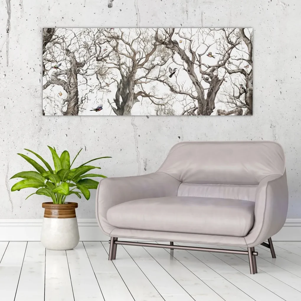 Obraz - Lesný vzor, kresba (120x50 cm)