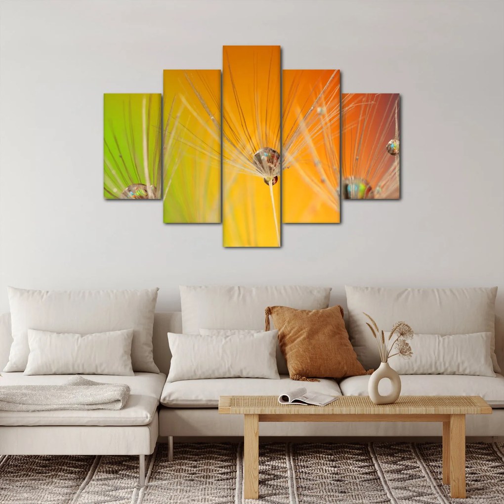 Obraz kvapiek na rastline (150x105 cm)