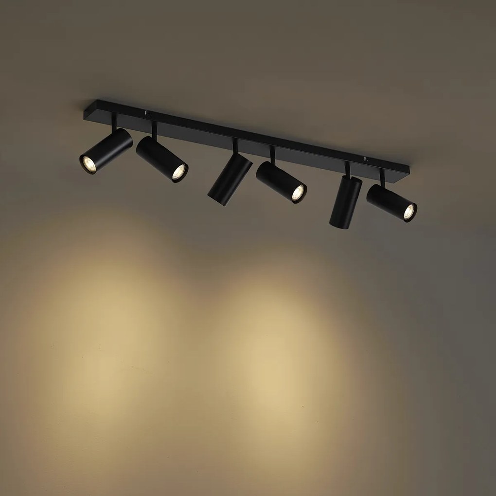 Moderné stropné svietidlo čierne 102 cm 6-svetiel nastaviteľné - Renna