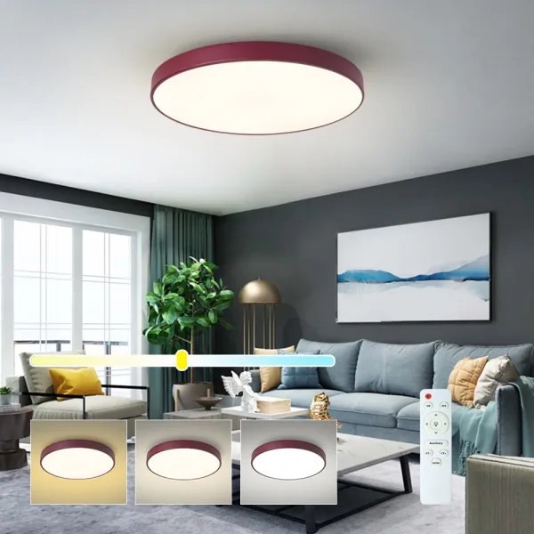 Brilagi-LED Stmievateľné stropné svietidlo POOL LED/60W/230V 3000-6000K 60 cm bordó + diaľkové ovládanie