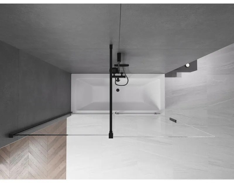 Mexen Velar, 2-krídlová posuvná vaňová zástena 170 x 150 cm, 8mm číre sklo, čierna matná, 896-170-000-01-70