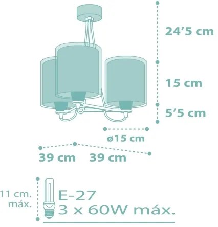 Dalber 41007H - Detský luster DOTS 3xE27/60W/230V