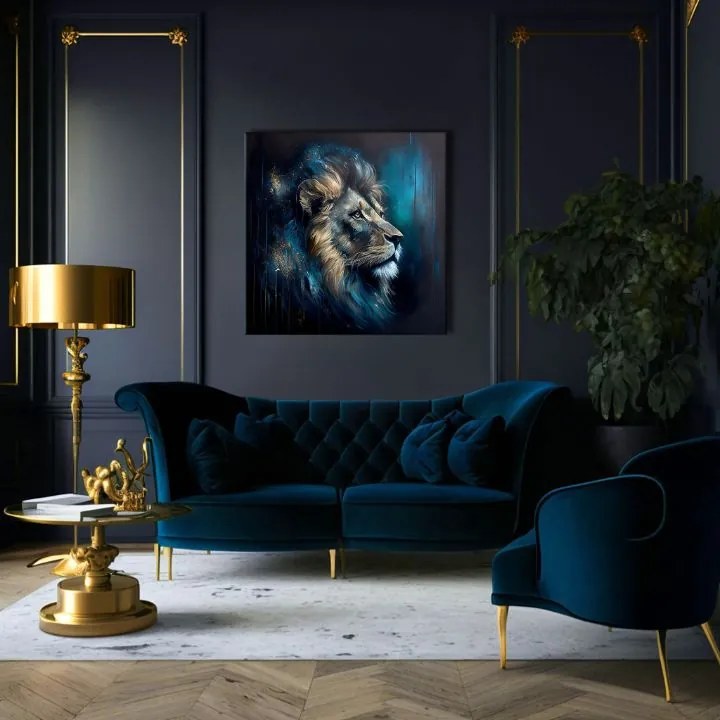 Dekoratívna maľba na plátne - PREMIUM ART - Lion's Strength and Grace 60x60 cm