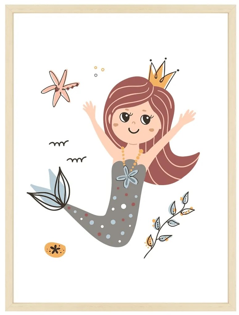 Mermaid - Morská víla plná radosti - obraz do detskej izby Bez rámu  | Dolope