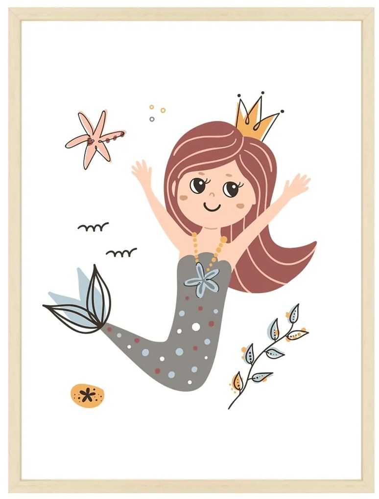 Mermaid - Morská víla plná radosti - obraz do detskej izby Bez rámu | Dolope
