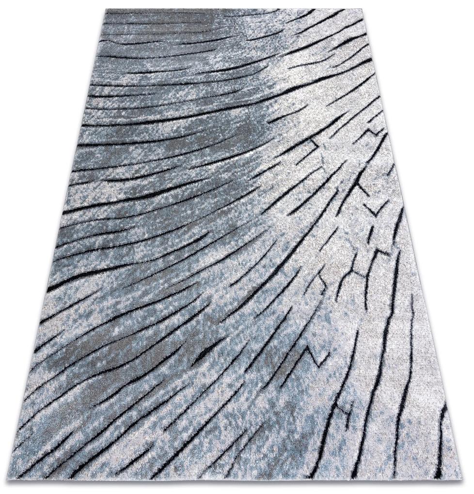 Moderný koberec COZY 8874 Timber, drevo - Štrukturálny,  dve vrstvy  rúna sivá / modrá