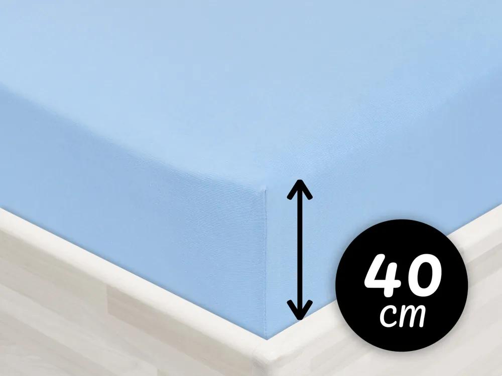 Jersey napínacie prestieradlo na extra vysoký matrac JR-014 Nebesky modré 100 x 200 - výška 40 cm