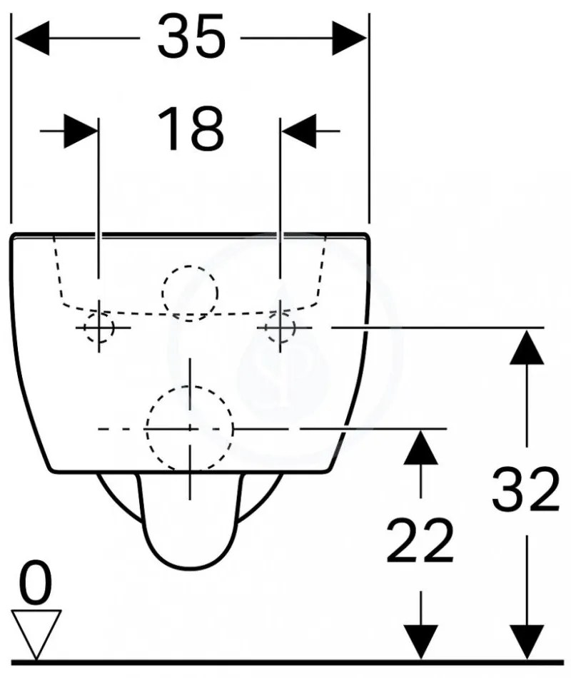 GEBERIT iCon závesné WC s hlbokým splachovaním, skrátené (kompaktné), 350 x 490 mm, biela, s povrchovou úpravou KeraTect, 204030600