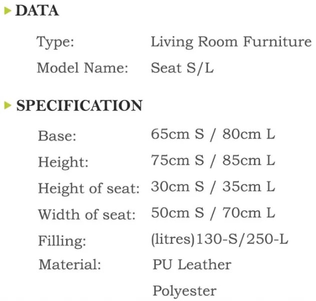 Sedací vak Seat L TiaHome - Žltá