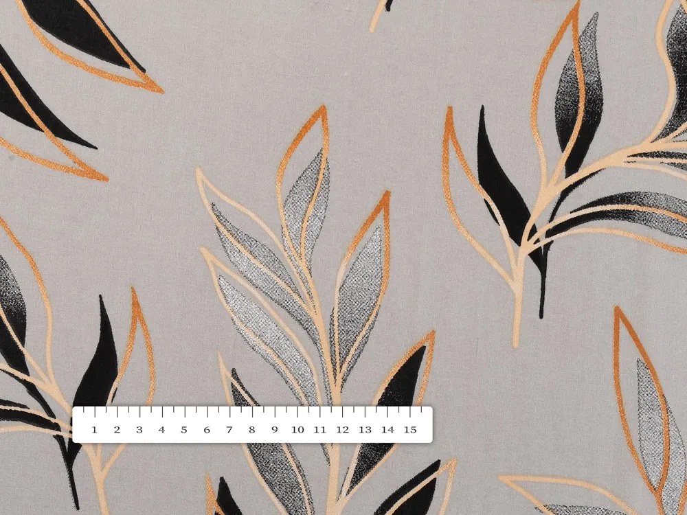 Biante Bavlnený obdĺžnikový obrus Sandra SA-437 Popínavé listy na sivom 140x220 cm