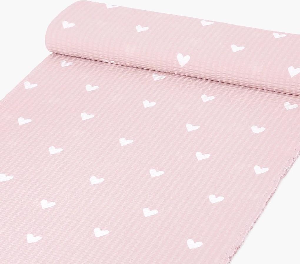 Goldea bavlnený krep - srdiečka na púdrovo ružovom 160 cm