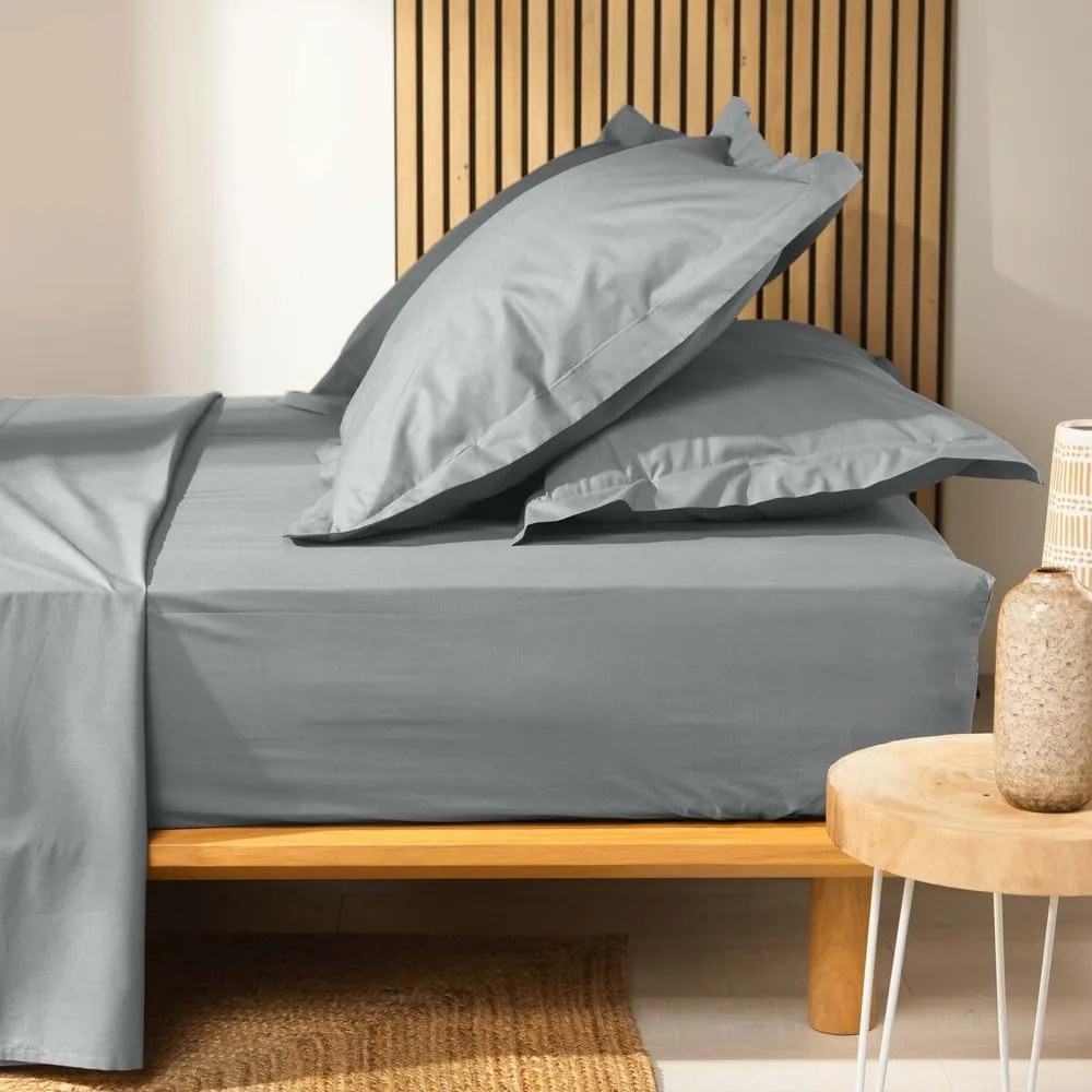 Sivá napínacia plachta z Bio bavlny 180x200 cm Biolina – douceur d'intérieur