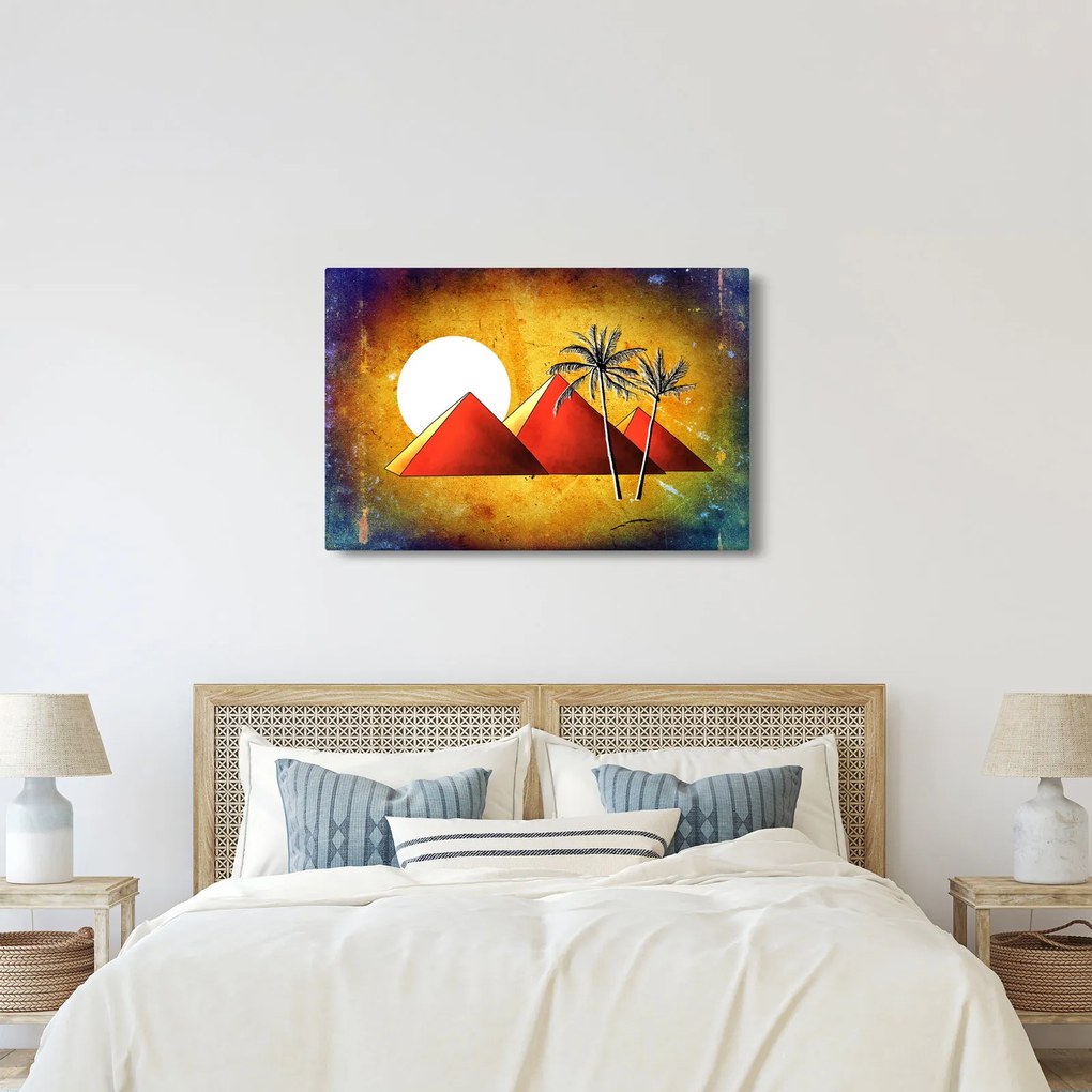 Obraz maľovaných egyptských pyramíd (90x60 cm)