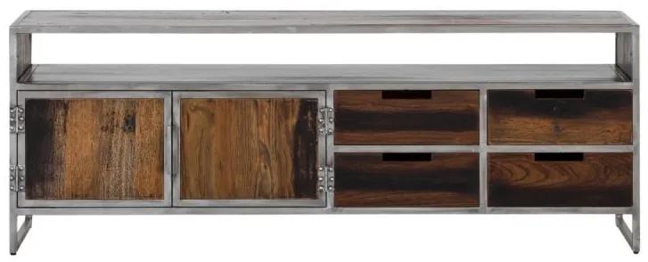 (3882) JERSEY industriálny televízny stolík recyklované drevo 165cm