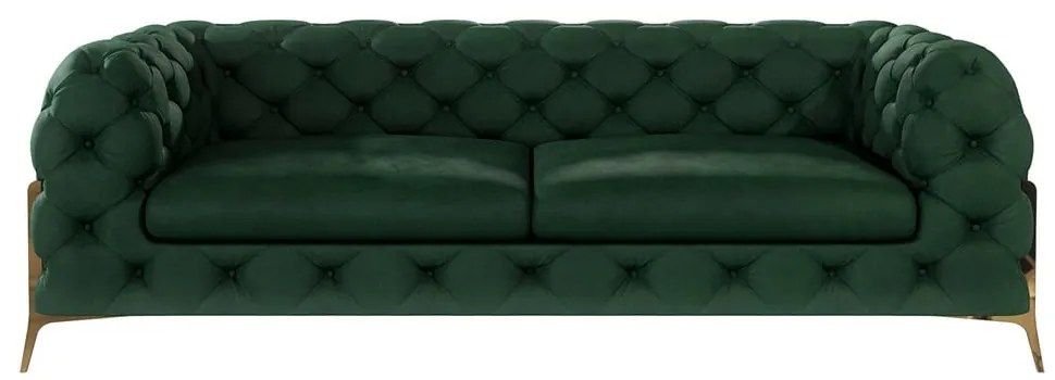 Tmavozelená zamatová pohovka 225 cm Chelsea Bis – Ropez