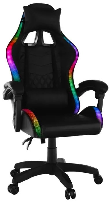 Kancelárske/herné kreslo s RGB LED podsvietením, čierne