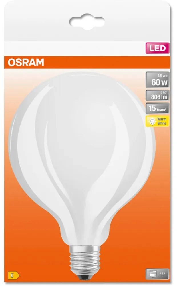 LED žiarovka E27 G125 6,5W = 60W 806lm 2700K Warm 300° Filament OSRAM STAR